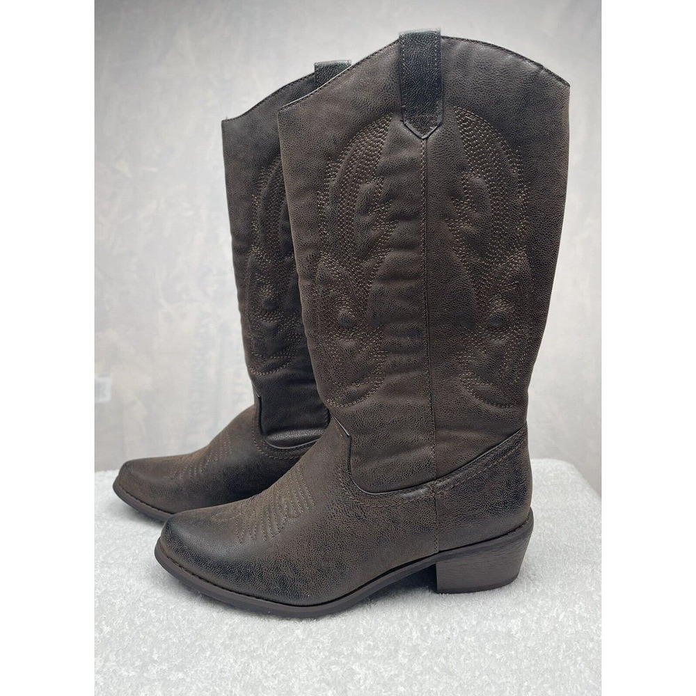 WOMEN'S BROWN COWGIRL WESTERN BOOTS MID CALF SIZE 8​